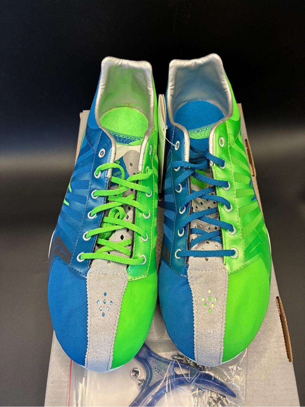 ASICS Spivey LD Track and Field Neon Blue & Green Athletic Track Shoes